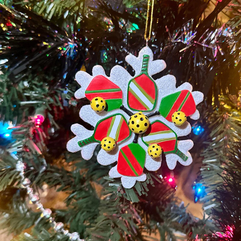 Born to Rally Pickleball Snowflake Christmas Ornament - Wht / Os