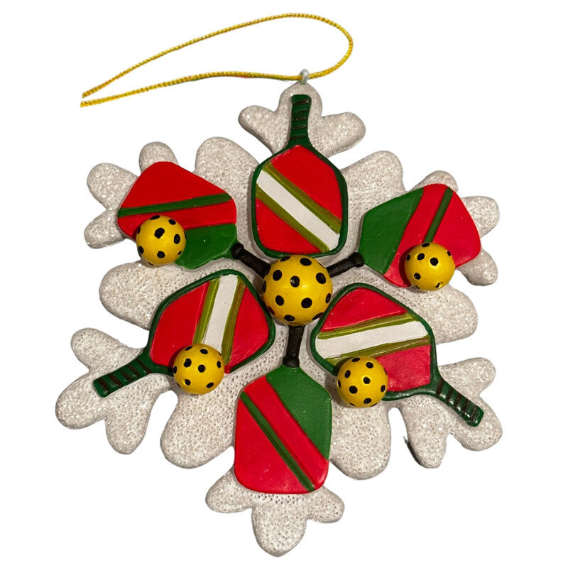 Born to Rally Pickleball Snowflake Christmas Ornament - Wht / Os