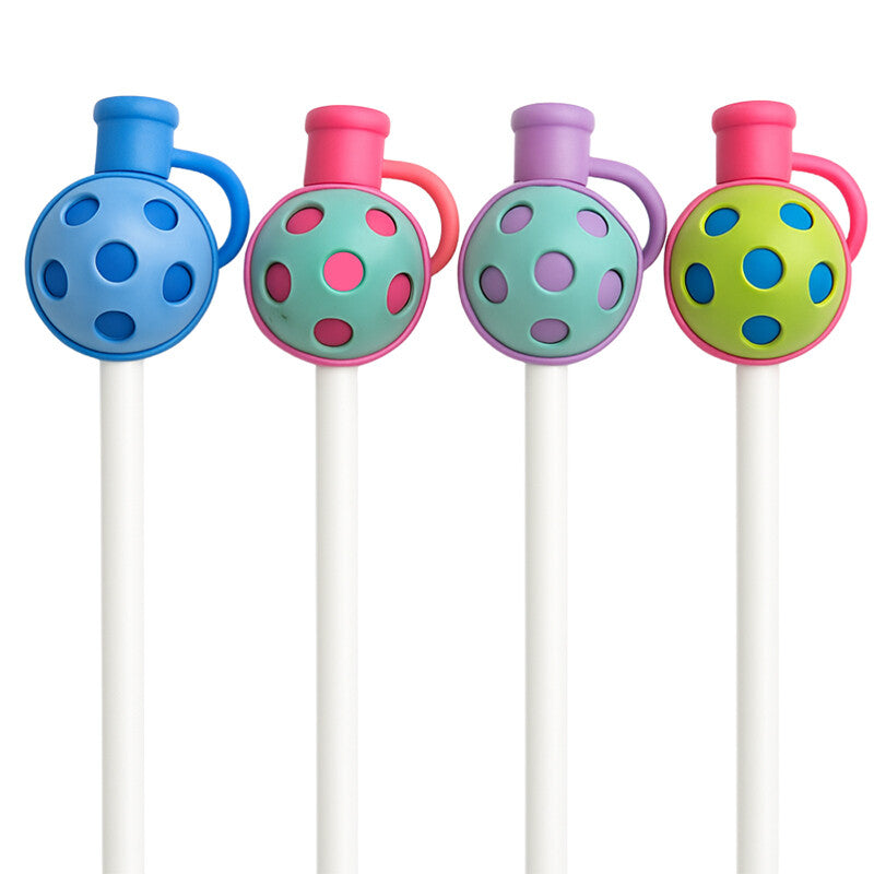 Born to Rally Pickleball Straw Covers (4x) - Asst / Os