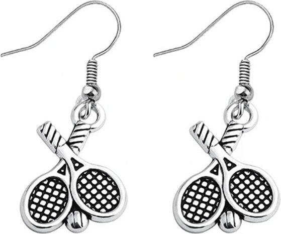 Born to Rally Tennis Racquet Earrings - Sil / Os