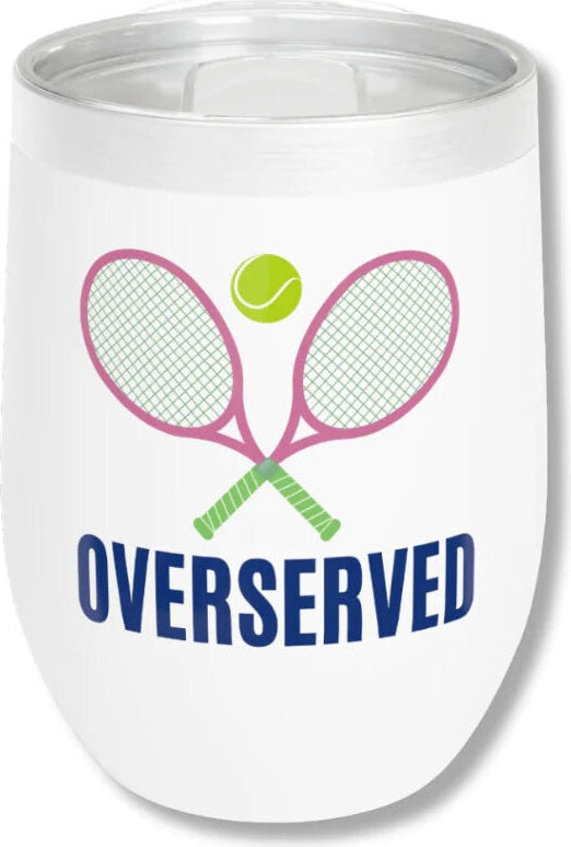 Born to Rally Tennis Wine Tumbler - White