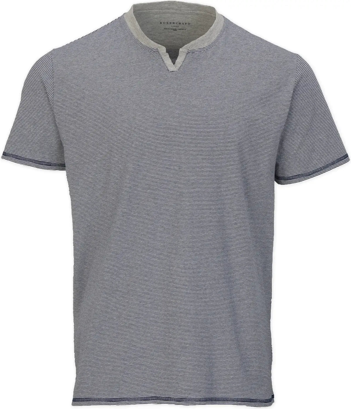 Boxercraft Bm2401 Striped V-notch Tee - Navy White - Adult Xs
