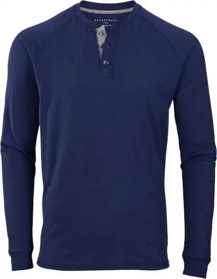 Boxercraft Bm3101 Henley Long Sleeve T-shirt - Navy