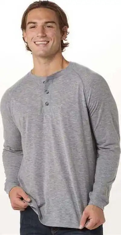 Boxercraft Bm3101 Henley Long Sleeve T-shirt - Oxford Heather