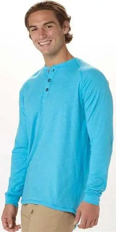 Boxercraft Bm3101 Henley Long Sleeve T-shirt - Pacific Blue