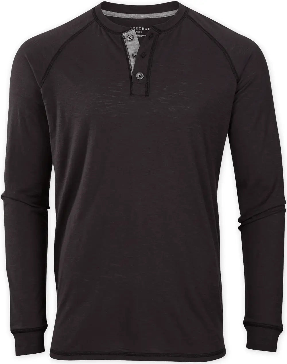 Boxercraft Bm3101 Men’s Henley Long Sleeve Tee - Black - Adult Xs
