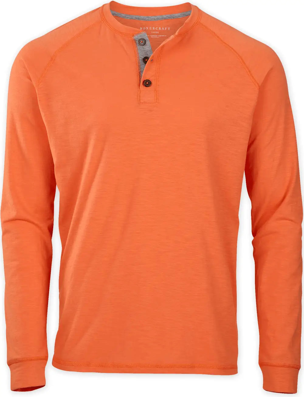 Boxercraft Bm3101 Men’s Henley Long Sleeve Tee - Mandarin - Orange / Adult Xs