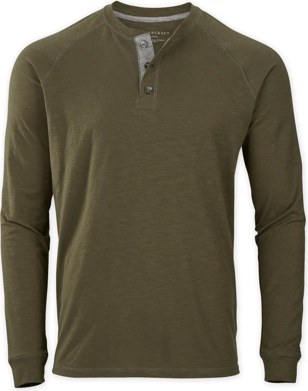 Boxercraft Bm3101 Men’s Henley Long Sleeve Tee - Olive - Adult Xs