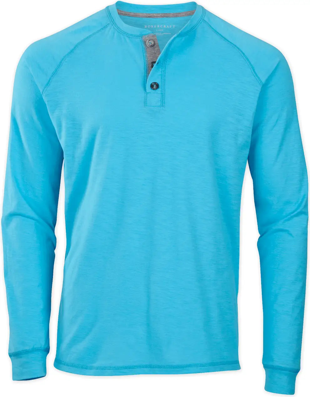 Boxercraft Bm3101 Men’s Henley Long Sleeve Tee - Pacific Blue - Columbia / Adult Xs