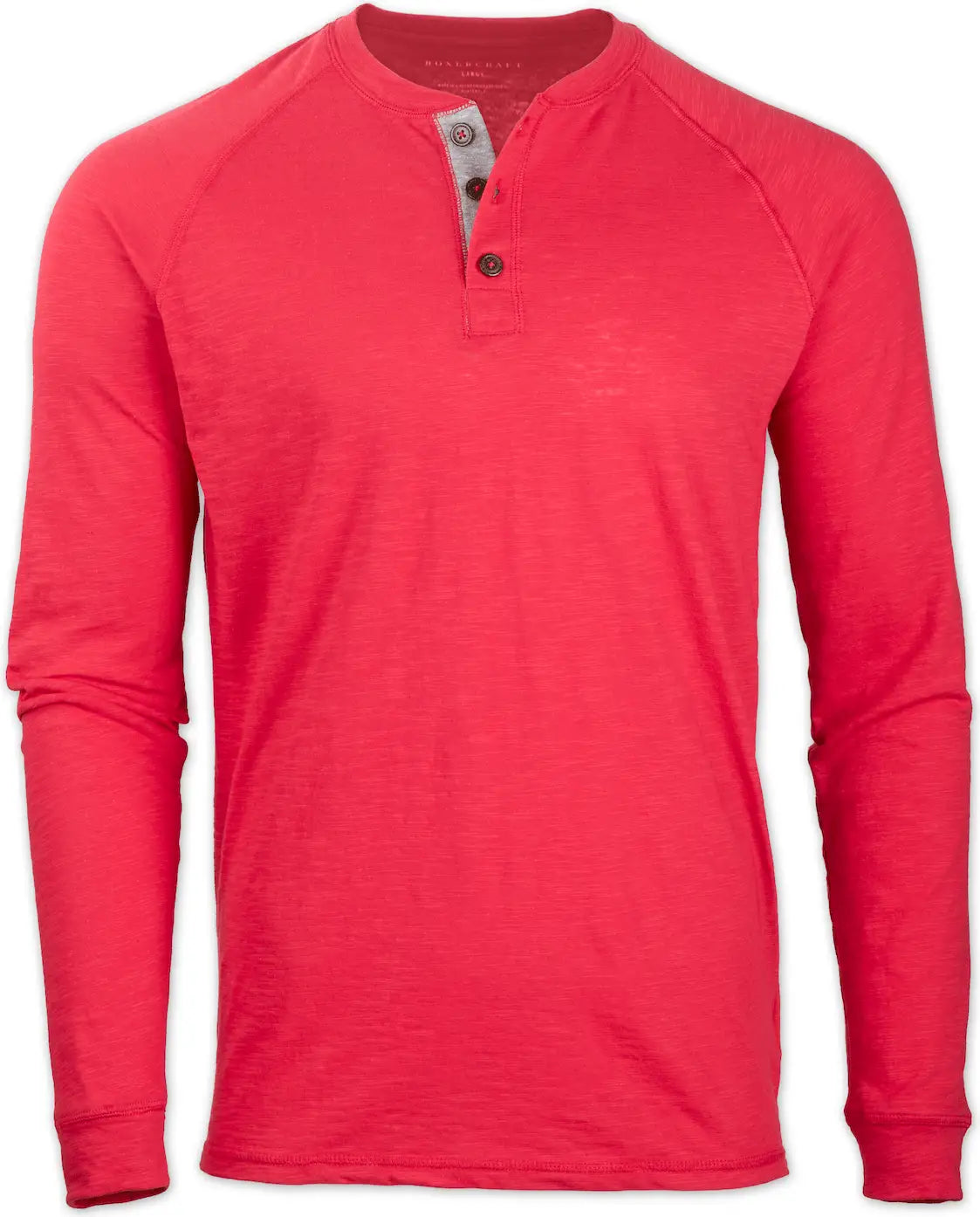 Boxercraft Bm3101 Men’s Henley Long Sleeve Tee - True Red - Adult Xs