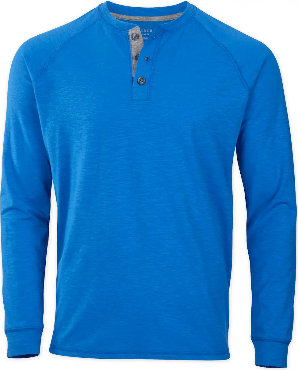 Boxercraft Bm3101 Men’s Henley Long Sleeve Tee - True Royal - Adult Xs