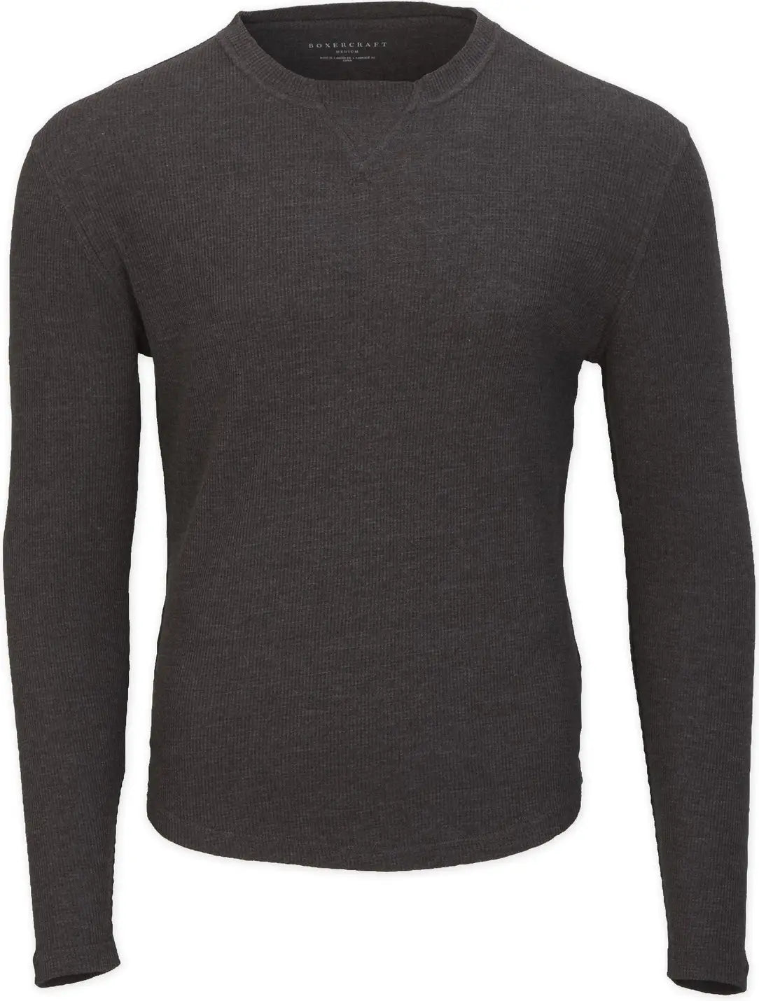Boxercraft Bm3103 Men’s Waffle Knit Long Sleeve Tee - Charcoal Heather - Dark Gray / Adult Xs