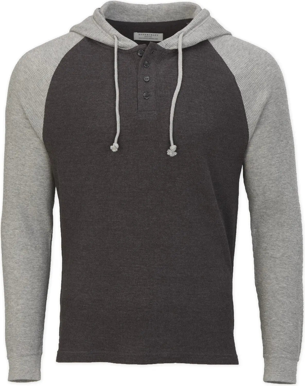Boxercraft Bm3702 Men’s Waffle Knit Pullover Hoodie - Charcoal Oxfort Heathert - Dark Gray / Adult Xs