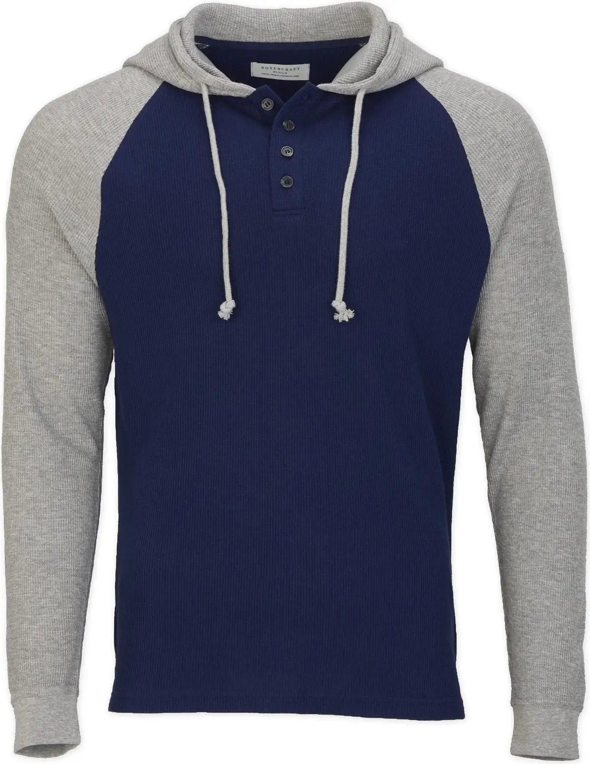 Boxercraft Bm3702 Men’s Waffle Knit Pullover Hoodie - Navy Oxford - Gray / Adult Xs