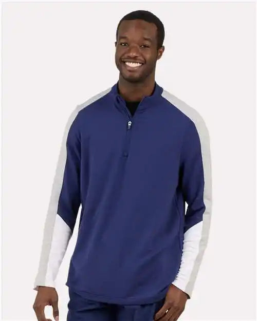 Boxercraft Bm5203 Perfect Quarter-zip Pullover - Navy Oxford Heather White
