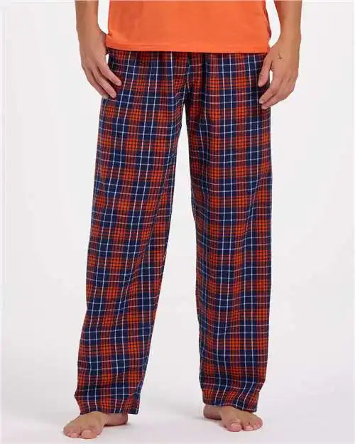 Boxercraft Bm6624 Harley Flannel Pants - Navy Orange Plaid