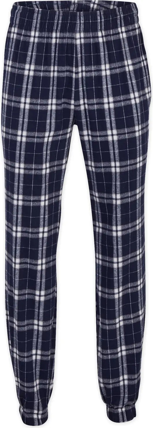 Boxercraft Bm6625 Adult Flannel Jogger - Navy Silver Plaid - Light Gray / Xs