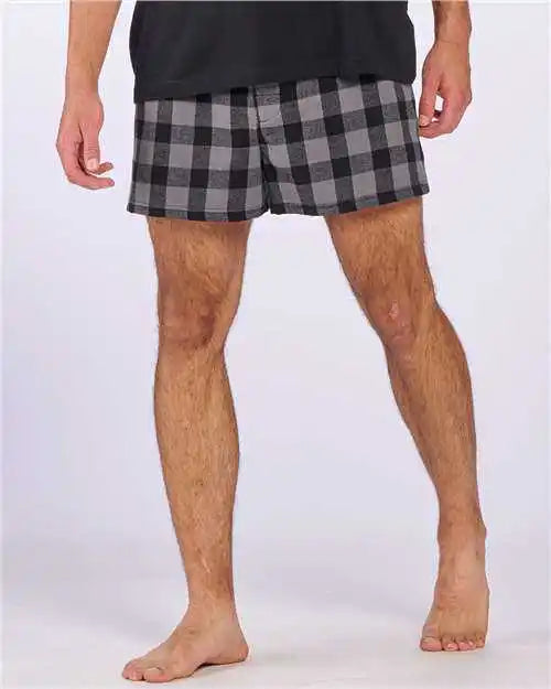 Boxercraft Bm6701 Double Brushed Flannel Boxers - Charcoal Black Buffalo