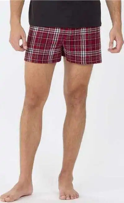 Boxercraft Bm6701 Double Brushed Flannel Boxers - Garnet Black Plaid