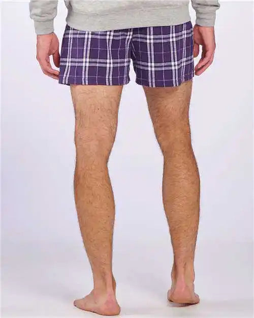 Boxercraft Bm6701 Double Brushed Flannel Boxers - Purple White