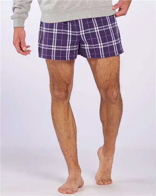 Boxercraft Bm6701 Double Brushed Flannel Boxers - Purple White