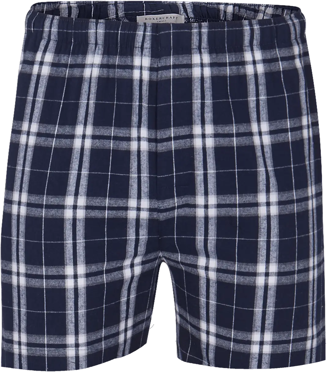 Boxercraft Bm6701 Men’s Flannel Boxer - Navy Silver Plaid - Light Gray / Adult Xs