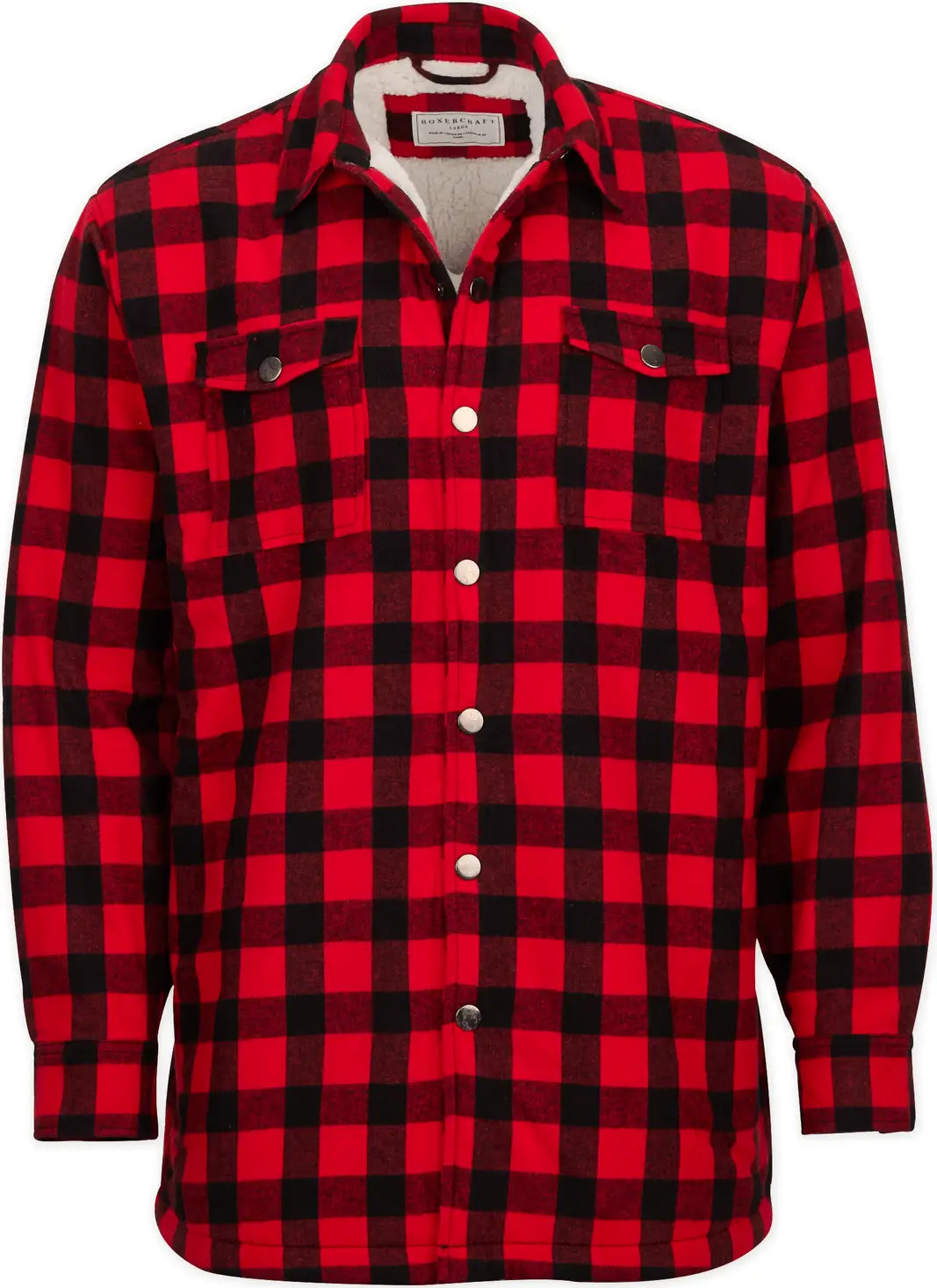 Boxercraft Bm7601 Flannel Sherpa Workshirt - Red Black Buffalo Plaid - Adult Xs