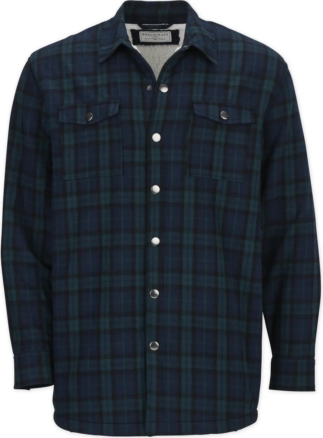 Boxercraft Bm7601 Flannel Sherpa Workshirt - Scottish Tartan - Forest Black / Adult Xs