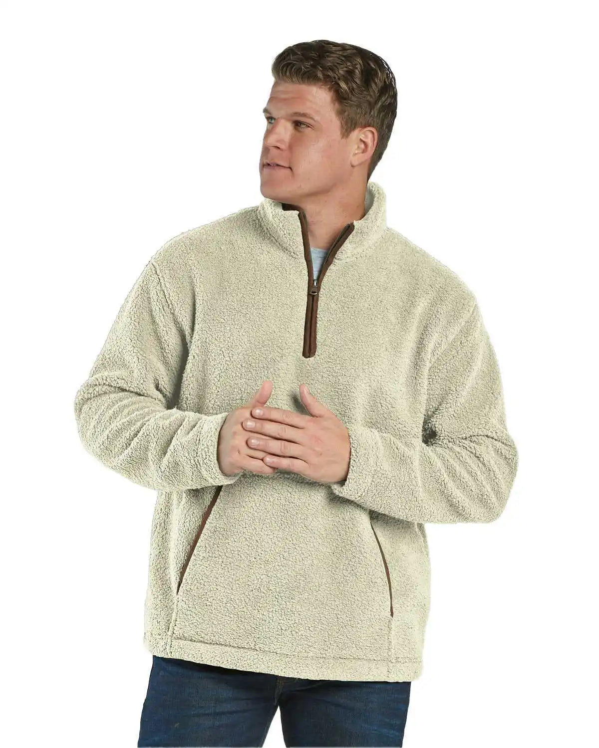 Boxercraft Bm8510 Everest Quarter Zip Fleece Pullover Natural Black