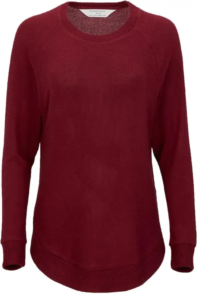 Boxercraft Bw1102 Women’s Cuddle Oversized Crew - Mantra Red - Ladies Xs