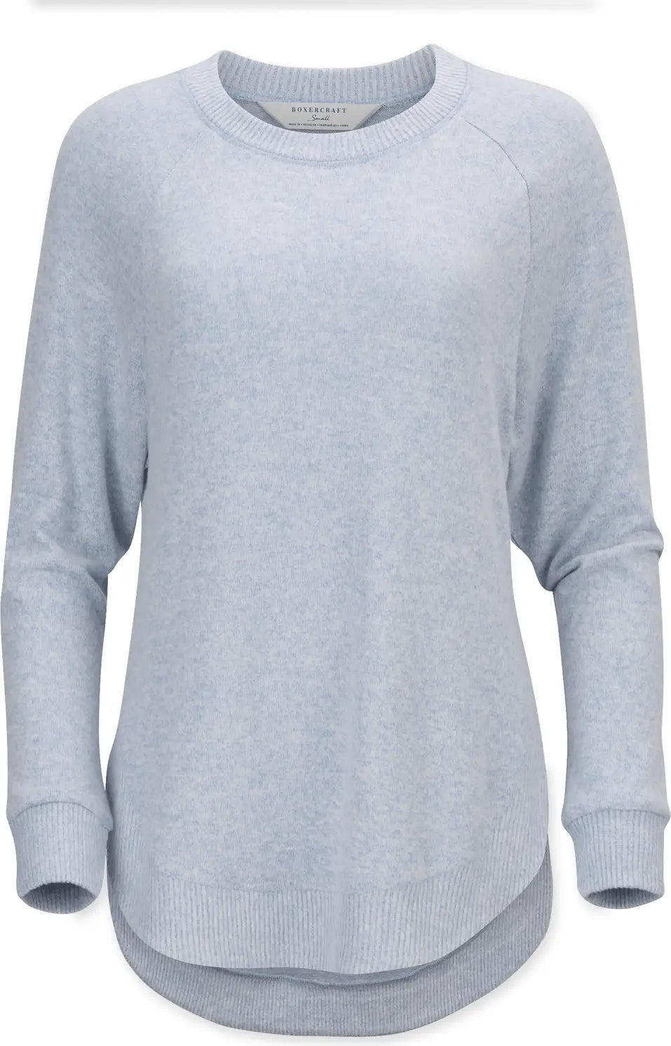 Boxercraft Bw1102 Women’s Cuddle Oversized Crew - Sky Blue Heather - Ladies Xs