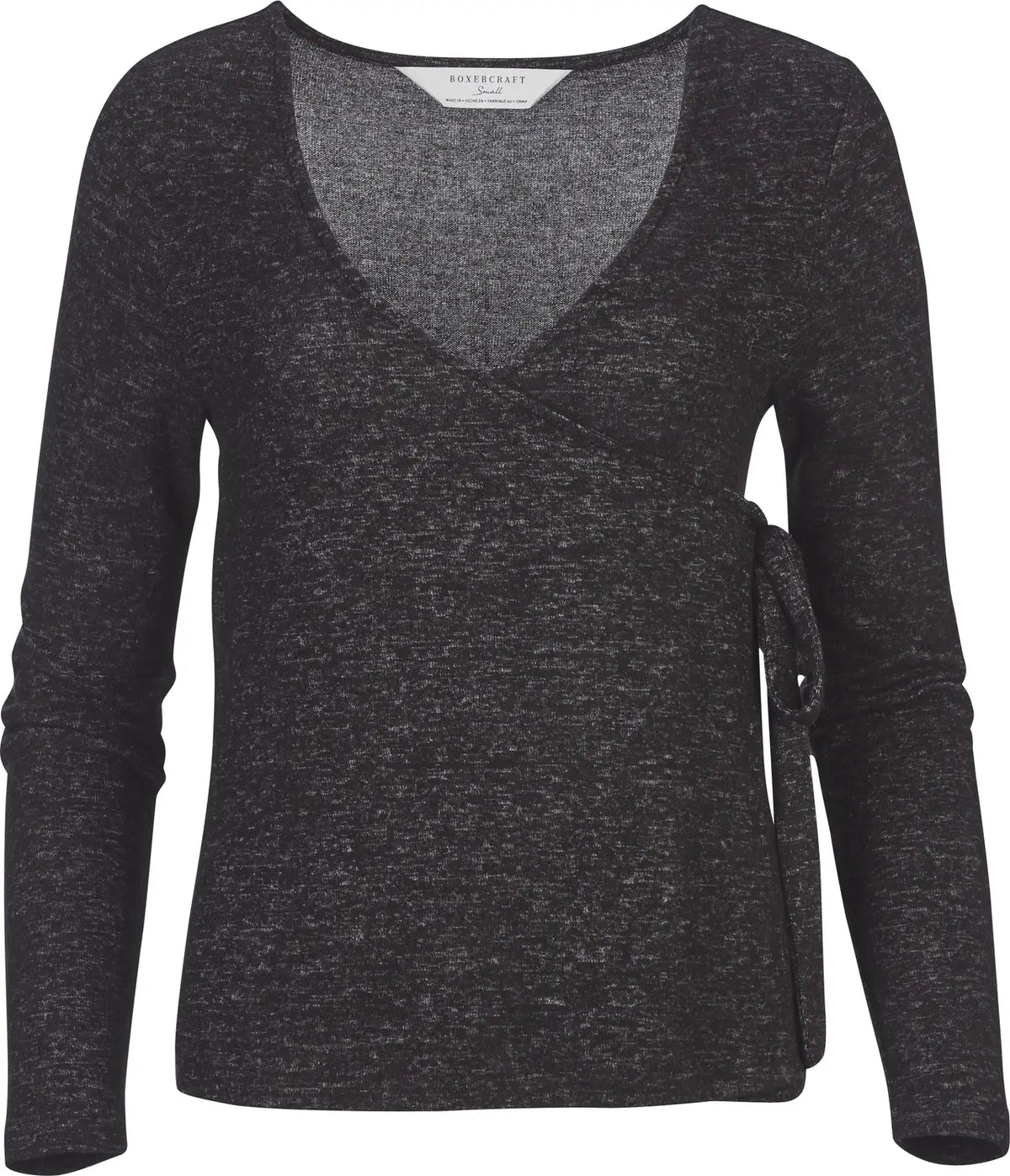 Boxercraft Bw1301 Women’s Cuddle Soft Wrap Top - Black Heather - Ladies Xs