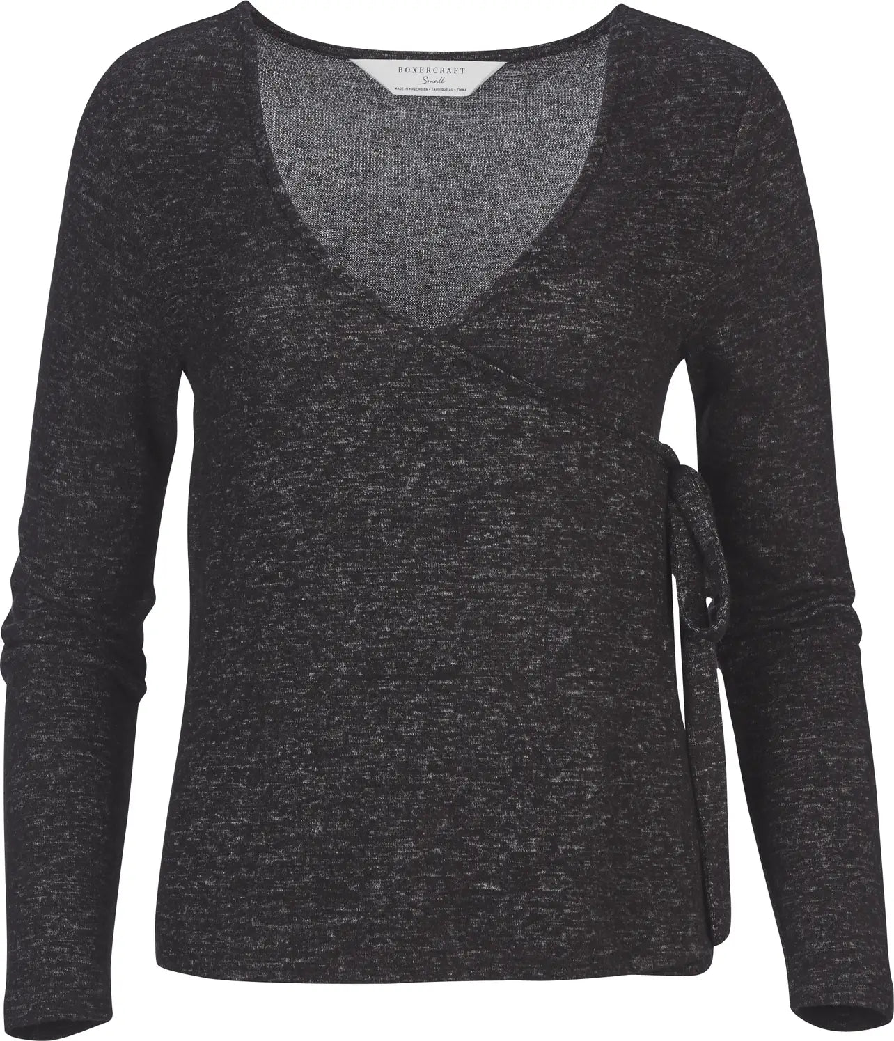 Boxercraft Bw1301 Women’s Cuddle Soft Wrap Top - Black Heather - Ladies Xs