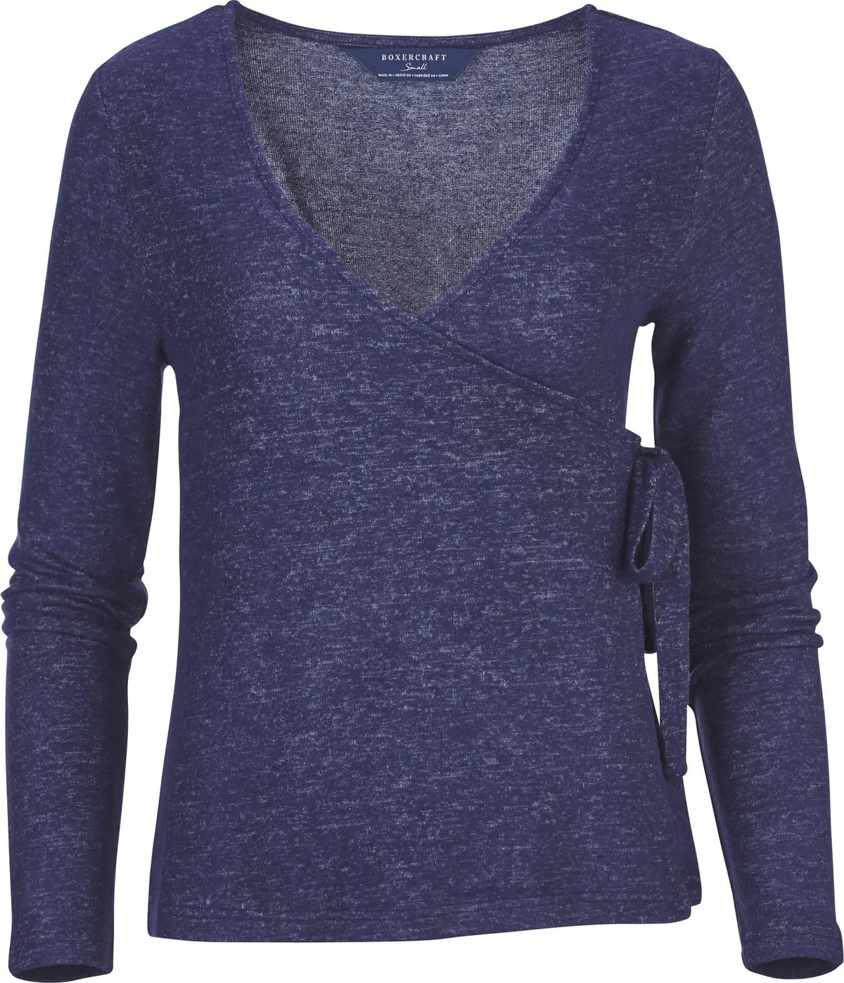 Boxercraft Bw1301 Women’s Cuddle Soft Wrap Top - Navy Heather - Ladies Xs