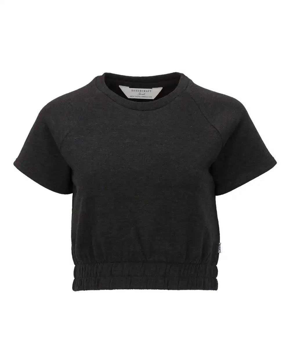 Boxercraft Bw2103 Women’s French Terry Short Sleeve Cropped Crewneck Sweatshirt - Charcoal Heather - Xs