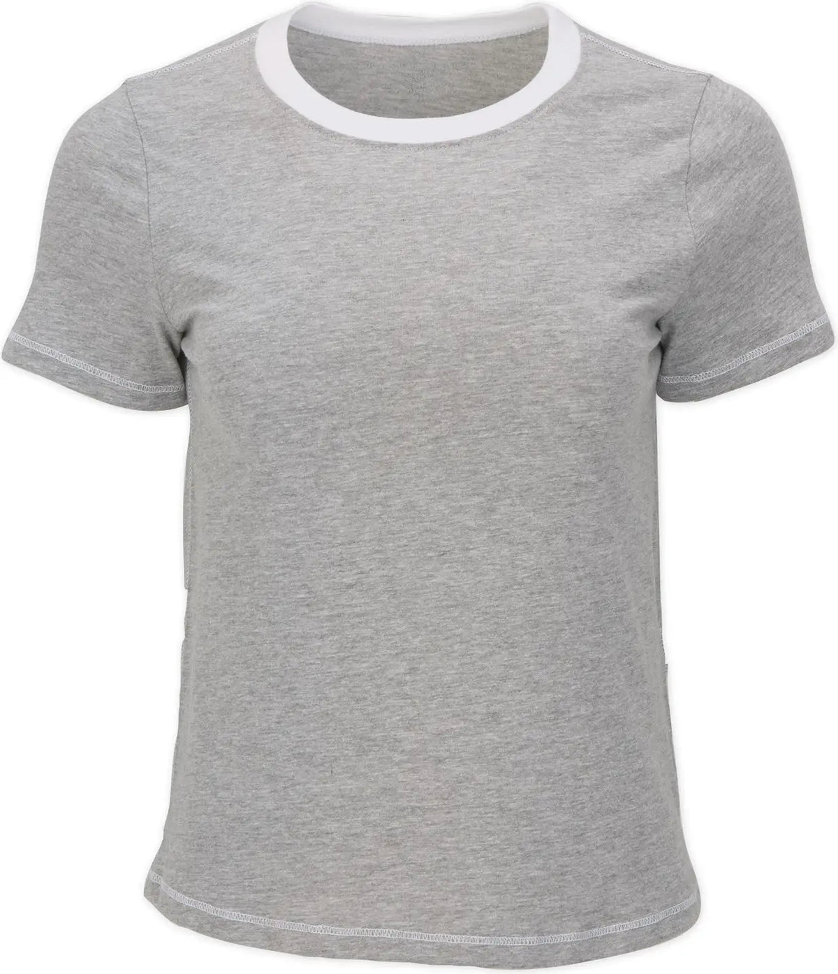 Boxercraft Bw2106 Women’s Contrast Stitch Baby Tee - Oxford Heather-whi - Gray White / Ladies Xs