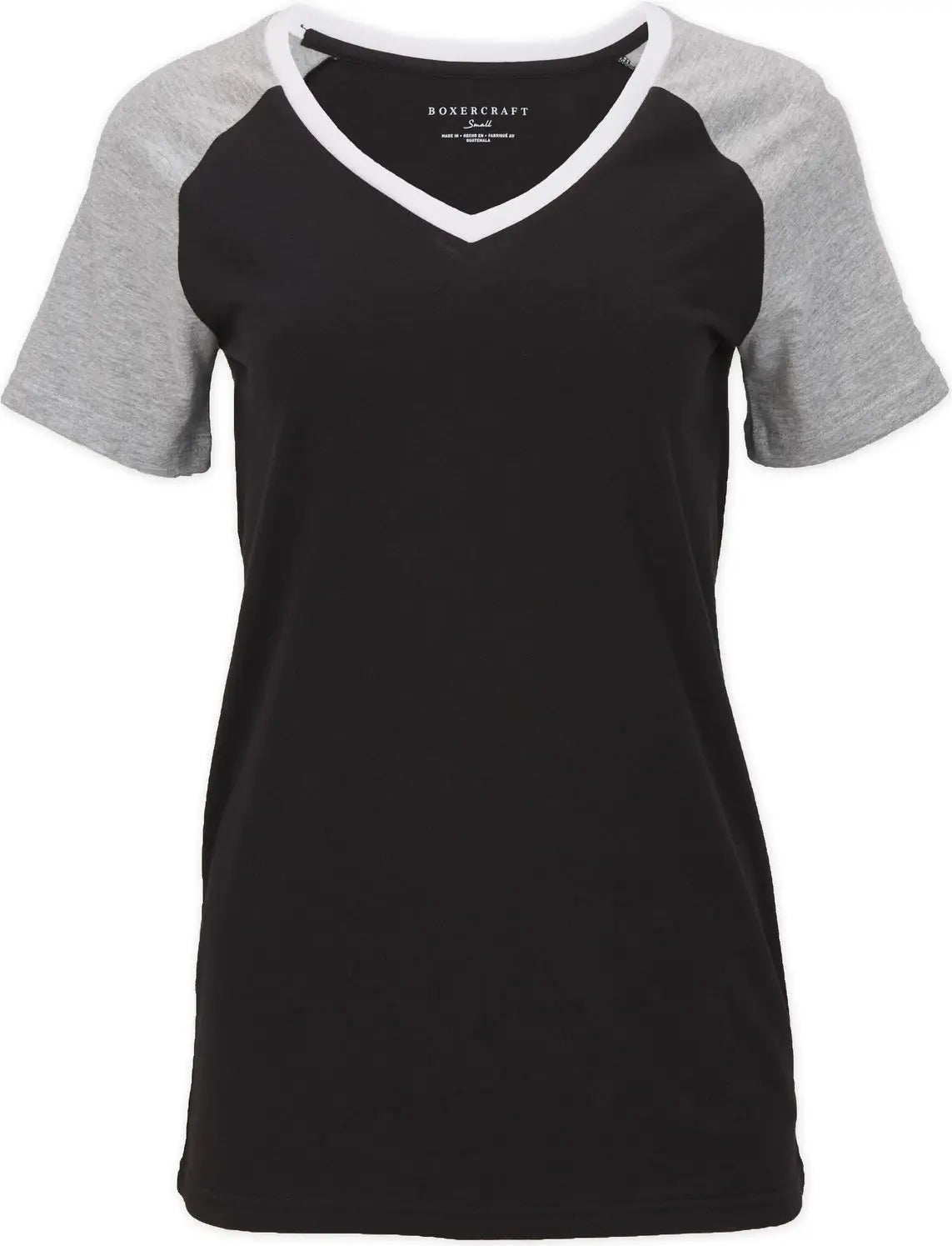 Boxercraft Bw2204 Women’s Color Blocked V-neck Tee - Black - Ladies Xs