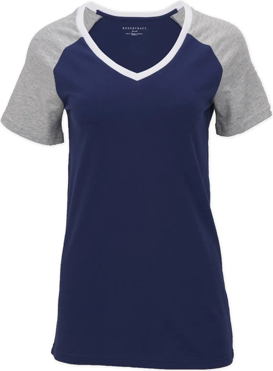Boxercraft Bw2204 Women’s Color Blocked V-neck Tee - Navy - Ladies Xs