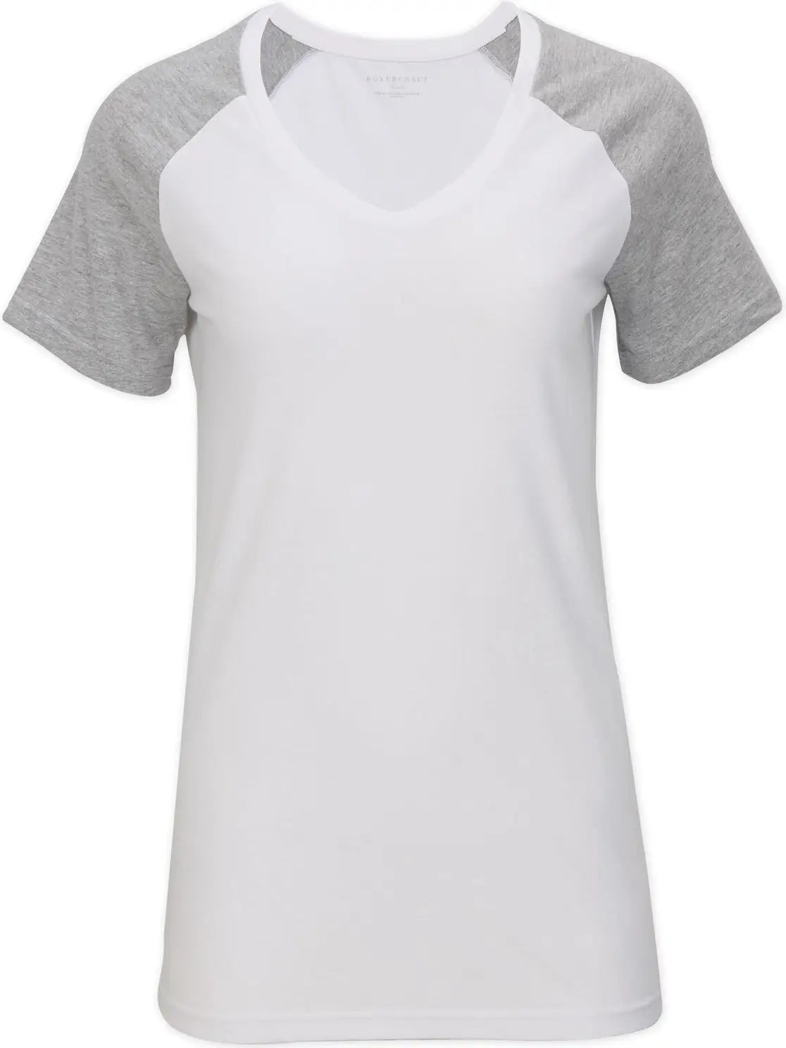 Boxercraft Bw2204 Women’s Color Blocked V-neck Tee - White - Ladies Xs