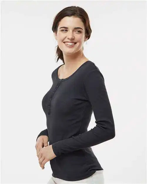 Boxercraft Bw2402 Women’s Harper Long Sleeve Henley - Black