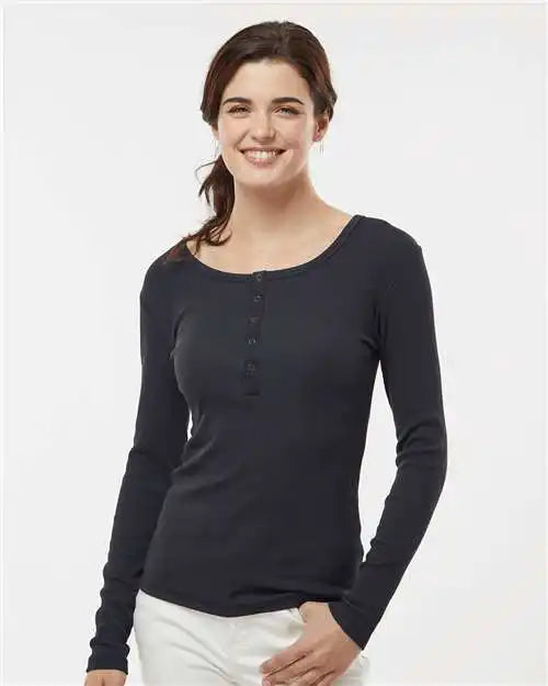 Boxercraft Bw2402 Women’s Harper Long Sleeve Henley Black