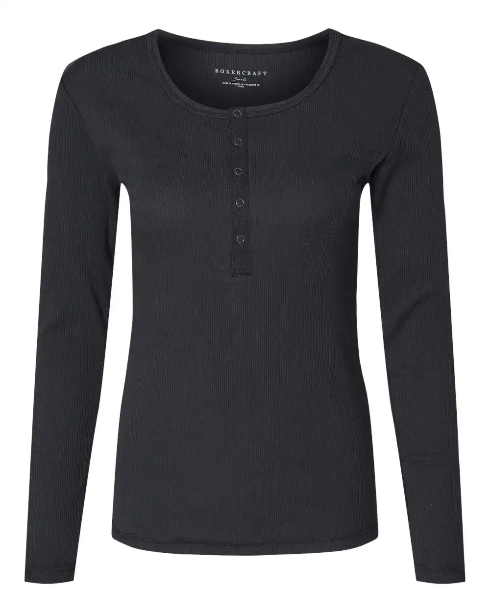 Boxercraft Bw2402 Women’s Harper Long Sleeve Henley - Black - Xs