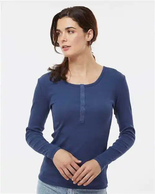 Boxercraft Bw2402 Women’s Harper Long Sleeve Henley - Navy