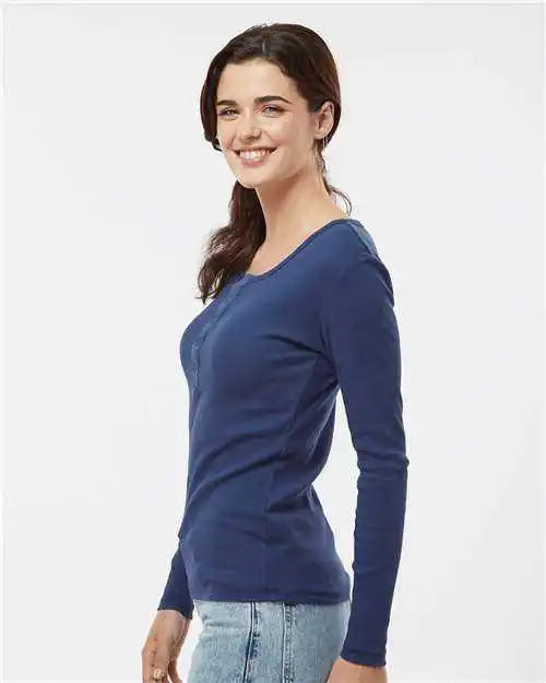 Boxercraft Bw2402 Women’s Harper Long Sleeve Henley - Navy