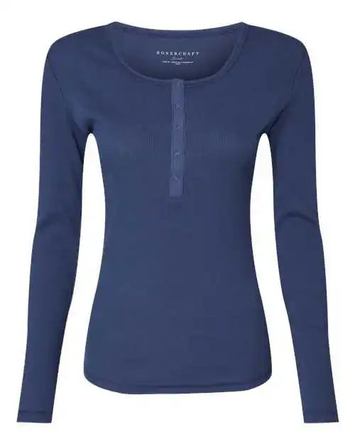 Boxercraft Bw2402 Women’s Harper Long Sleeve Henley - Navy
