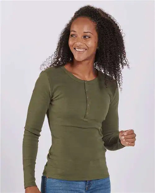Boxercraft Bw2402 Women’s Harper Long Sleeve Henley Olive