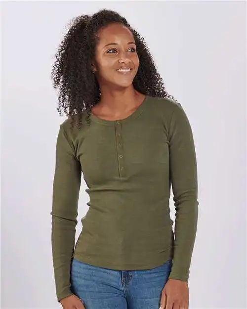 Boxercraft Bw2402 Women’s Harper Long Sleeve Henley Olive