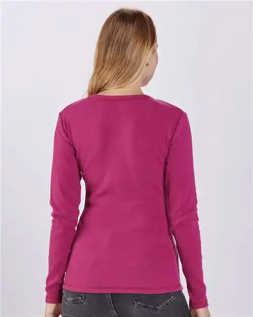 Boxercraft Bw2402 Women’s Harper Long Sleeve Henley - Orchid