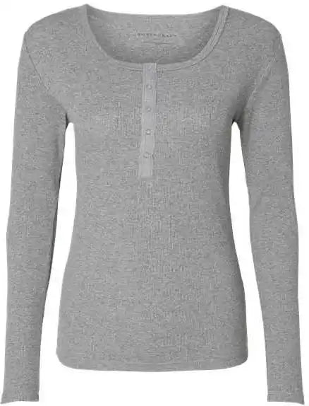 Boxercraft Bw2402 Women’s Harper Long Sleeve Henley Oxford Heather