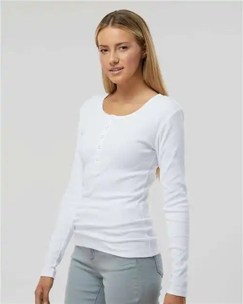 Boxercraft Bw2402 Women’s Harper Long Sleeve Henley - White